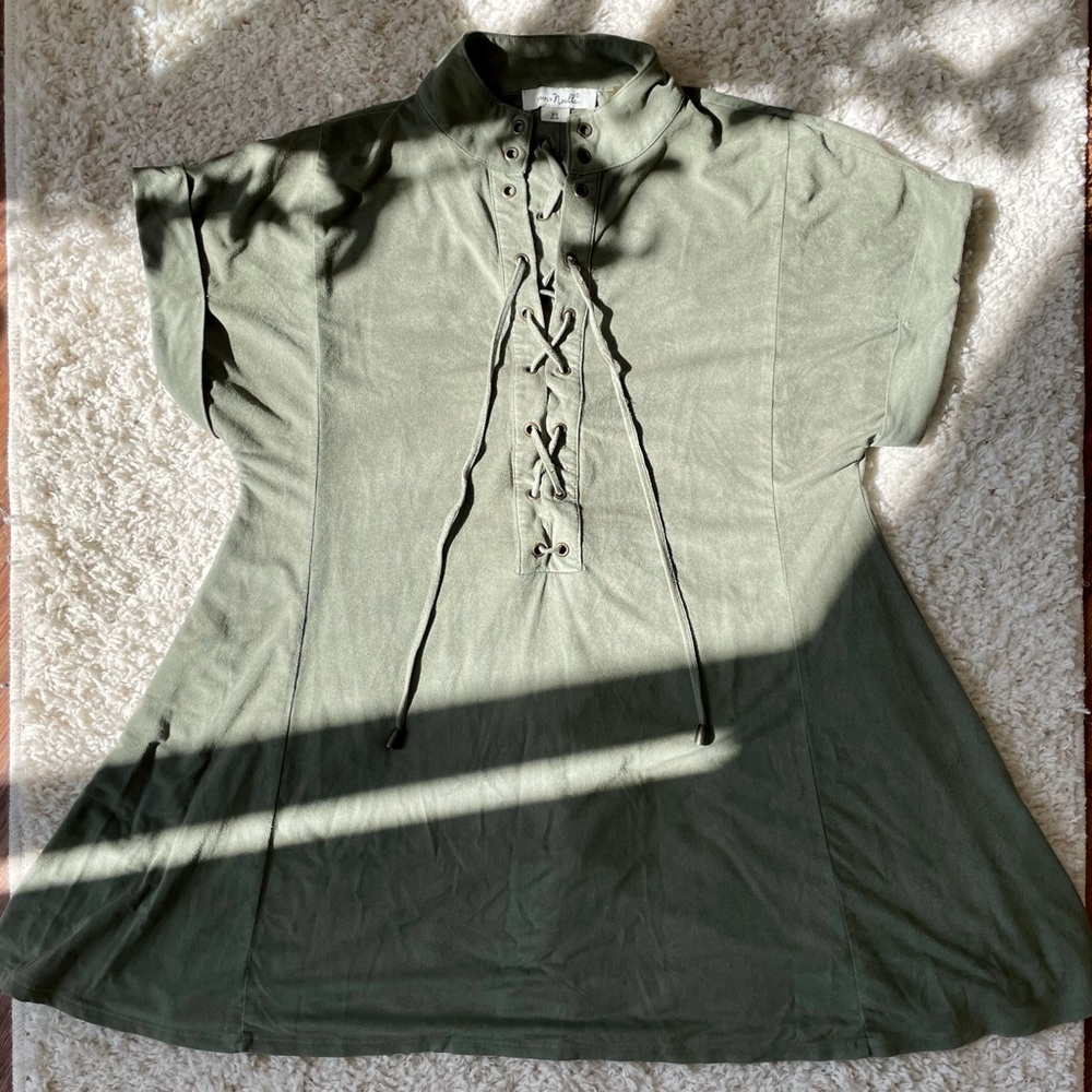 Lace Up Olive Blouse
